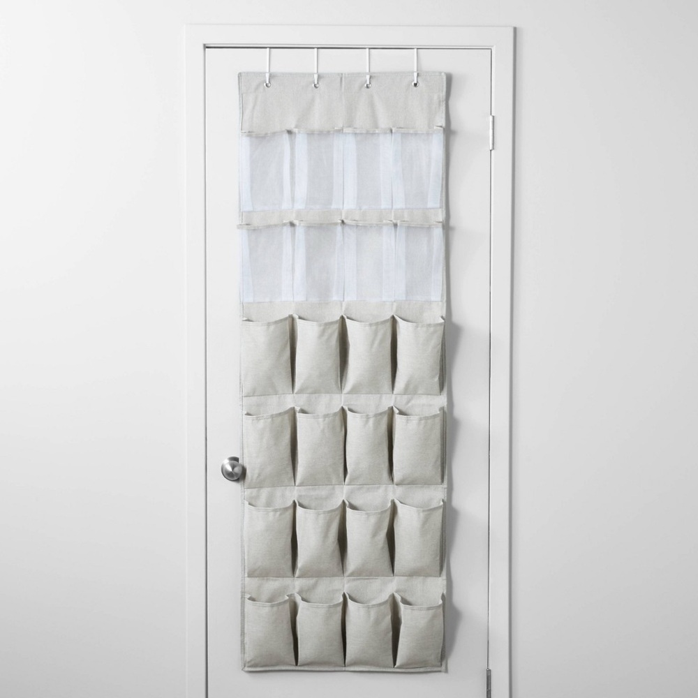 Light Gray Over-the-Door Cloth Shoe Organizer - 24 Pockets